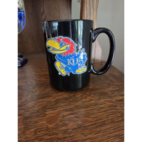 University of Kansas Jayhawks KU Collegiate Embossed Mug NCAA Black 3D‎ Pewter - Picture 1 of 9